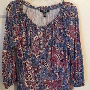 Chaps Denim. Scoop Neck Blouse.